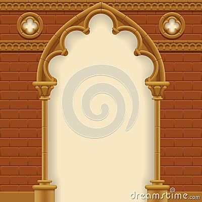 Gothic arch and wall Vector Illustration