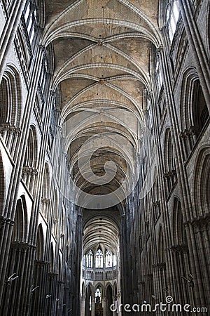 Gothic Arches in Rouen Cathedral Stock Photo