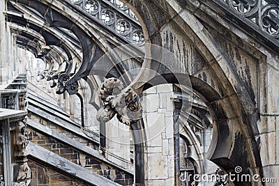 Gothic architecture detail columns perspective Stock Photo