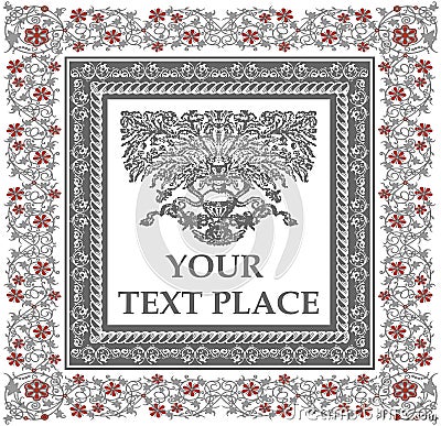 Gothic. Beautiful frame with a flower ornament. Vector Illustration