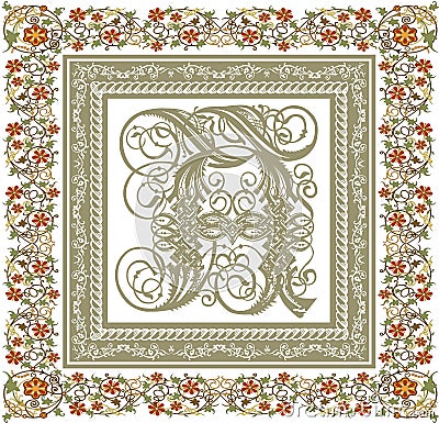 Gothic. Beautiful frame with a flower ornament. Vector Illustration