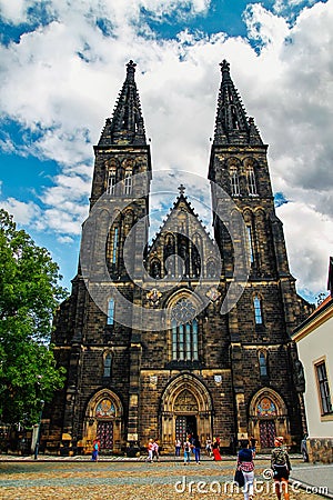 The gothic cathedral saint Pavol and Peter - Vysehrad Editorial Stock Photo