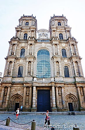 The gothic Cathedrale Saint Pierre de Rennes Editorial Stock Photo