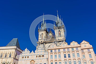 The gothic Church of Our Lady before Tyn in Prague main square in the unesco historic center, Czech Republic Stock Photo