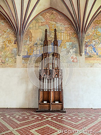 Gothic cloister canopy of Malbork castle in Poland Editorial Stock Photo