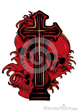 Gothic coat of arms with skull and Rosary, grunge vintage Stock Photo