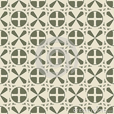 Gothic Cross in the circle seamless pattern. Popular motiff in Medieval european and Byzantine art. Vector Illustration