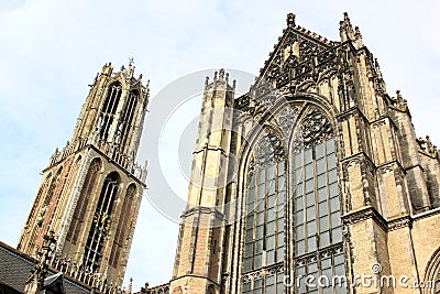 Gothic Dom Tower and Church, Utrecht, Netherlands Stock Photo