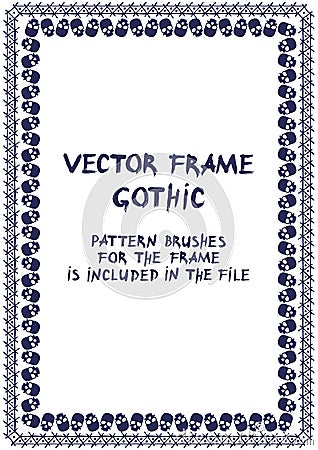 Gothic frame with skull. Vector Vector Illustration