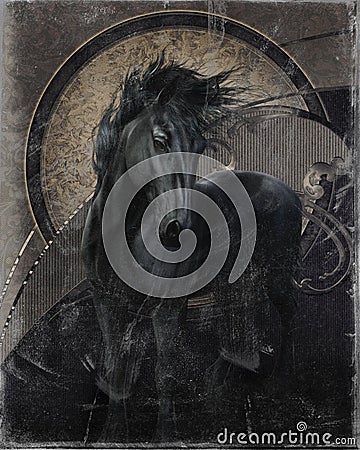 Gothic Friesian Horse Stock Photo