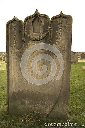 Gothic grave stone at whitby Stock Photo