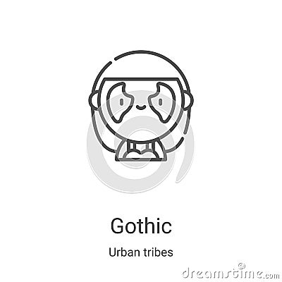 gothic icon vector from urban tribes collection. Thin line gothic outline icon vector illustration. Linear symbol for use on web Vector Illustration