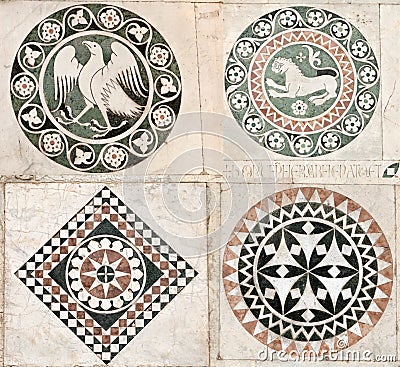 Gothic inlaid marble ornaments Stock Photo