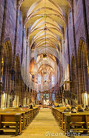 Gothic interior church- St.Lawrence church- Nuremberg- Germany Stock Photo