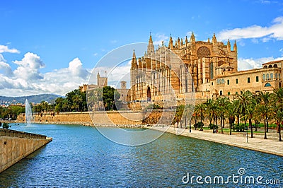 Gothic medieval cathedral of Palma de Mallorca, Spain Stock Photo