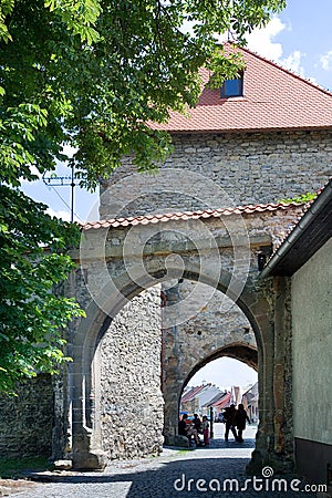 Gothic medieval town fortification in town Bela pod Bezdezem, Li Editorial Stock Photo