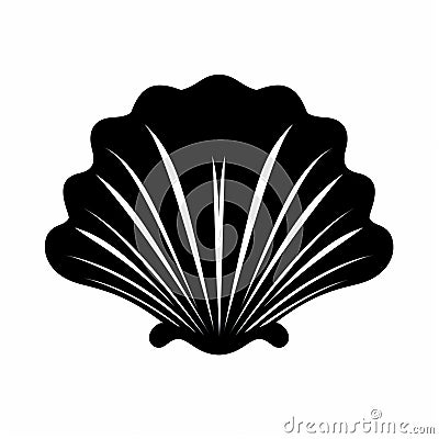 Gothic Minimalist Seashell Silhouette On White Background Stock Photo