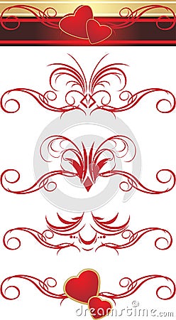 Gothic ornament with hearts. Patterns Vector Illustration