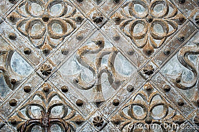 A gothic ornament of a medieval church door Stock Photo