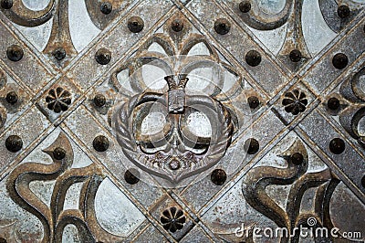 A gothic ornament of a medieval church door Stock Photo