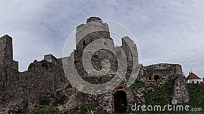 Gothic part of castle Levice, Slovakia, against spring blue sky Stock Photo