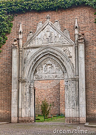 Gothic portal in Ravenna, Italy Stock Photo