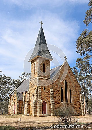A Gothic Revival church made of local standstone and granite was opened in 1871 Editorial Stock Photo
