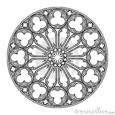 Gothic rose window. Popular architectural motiff in Medieval european art Vector Illustration