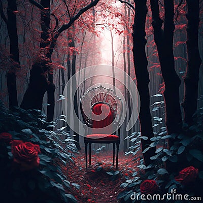 Gothic Scenery Chair roses Stock Photo