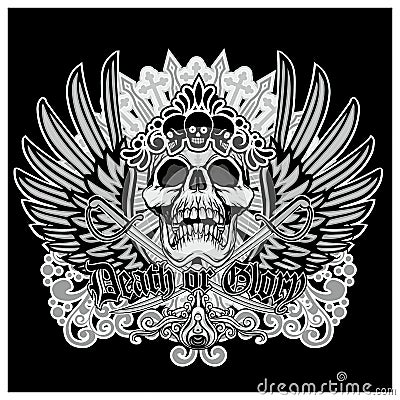 Grunge skull coat of arms Vector Illustration