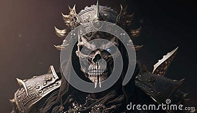 gothic skull warrior, digital art illustration, Generative AI Cartoon Illustration