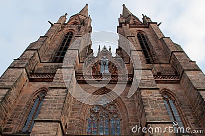 Gothic St. Elizabeths Church in Marburg. Horizontal Stock Photo