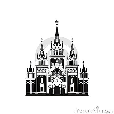 Gothic Temple Icon Isolated, Ancient Church Silhouette, Gothic Castle, Historical Architecture Minimal Design, Stock Photo