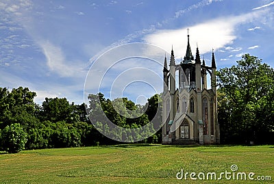 Gothic temple Krasny Dvur Stock Photo