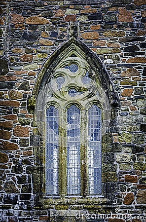 Gothis Window Detail from Iona Abbey Stock Photo