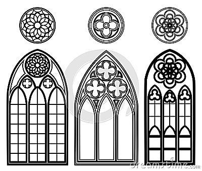 Gothic windows of cathedrals Vector Illustration