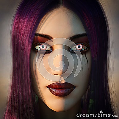 Gothic woman with fantasy eyes Stock Photo
