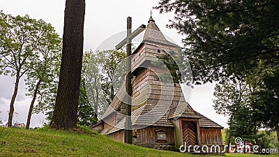 Gothic wooden church in Grywald Stock Photo