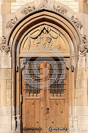 Gothic wooden door Stock Photo