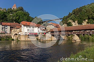 The Gotteron bridge and the Bern bridge - Fribourg - Switzerland Stock Photo