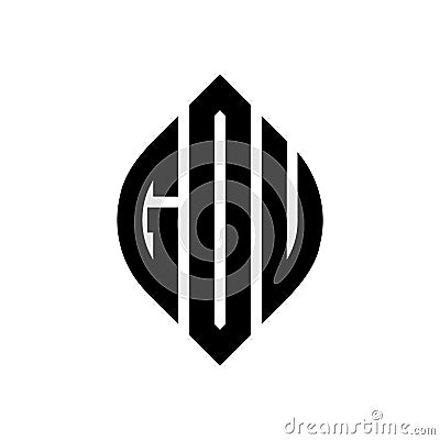 GOU circle letter logo design with circle and ellipse shape. GOU ellipse letters with typographic style. The three initials form a Vector Illustration