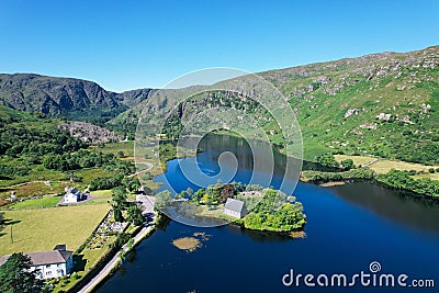 Gougane Barra is a scenic valley and heritage site in the Shehy Mountains of County Cork Stock Photo