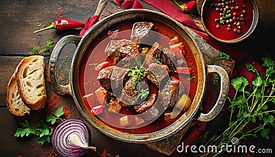 goulash with bread Stock Photo