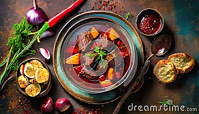 goulash with bread Stock Photo