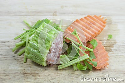 Gourd stuffed with pork for cooking Gourd steamed Vegetables and Stock Photo