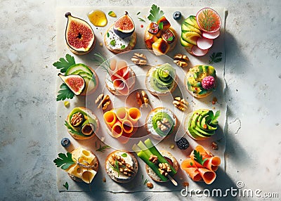 Gourmet Assorted Canape for festive dinner Stock Photo