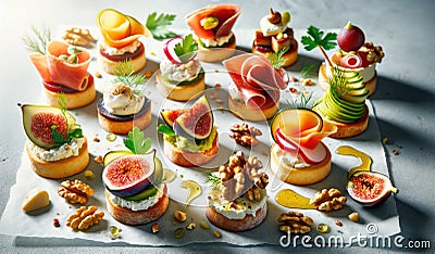 Gourmet Assorted Canape for festive dinner Stock Photo