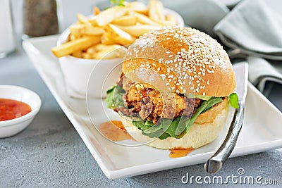 Gourmet burger with avocado and bacon Stock Photo
