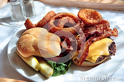 Gourmet burger platter Stock Photo