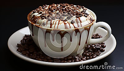 Gourmet coffee cup with frothy dark chocolate generated by AI Stock Photo